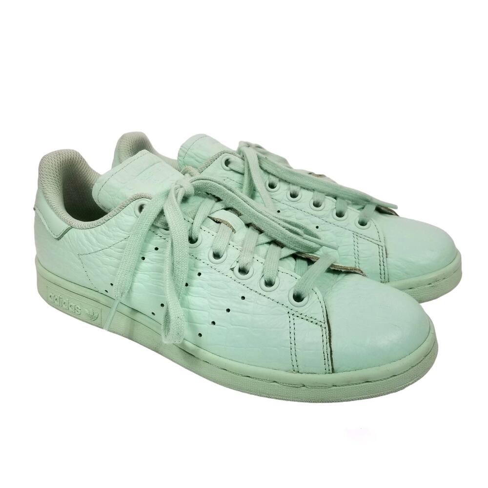 Adidas Stan Smith Womens Mint Green Croc Leather Sneakers Size 7.5